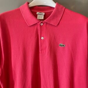 Lacoste Mens Pink Short Sleeve Cotton Pique Polo Shirt Size 7 XXL
